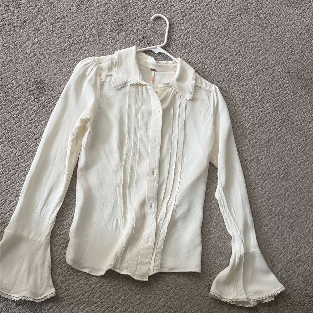 Free people cream melrose blouse button down small - Picture 7 of 7